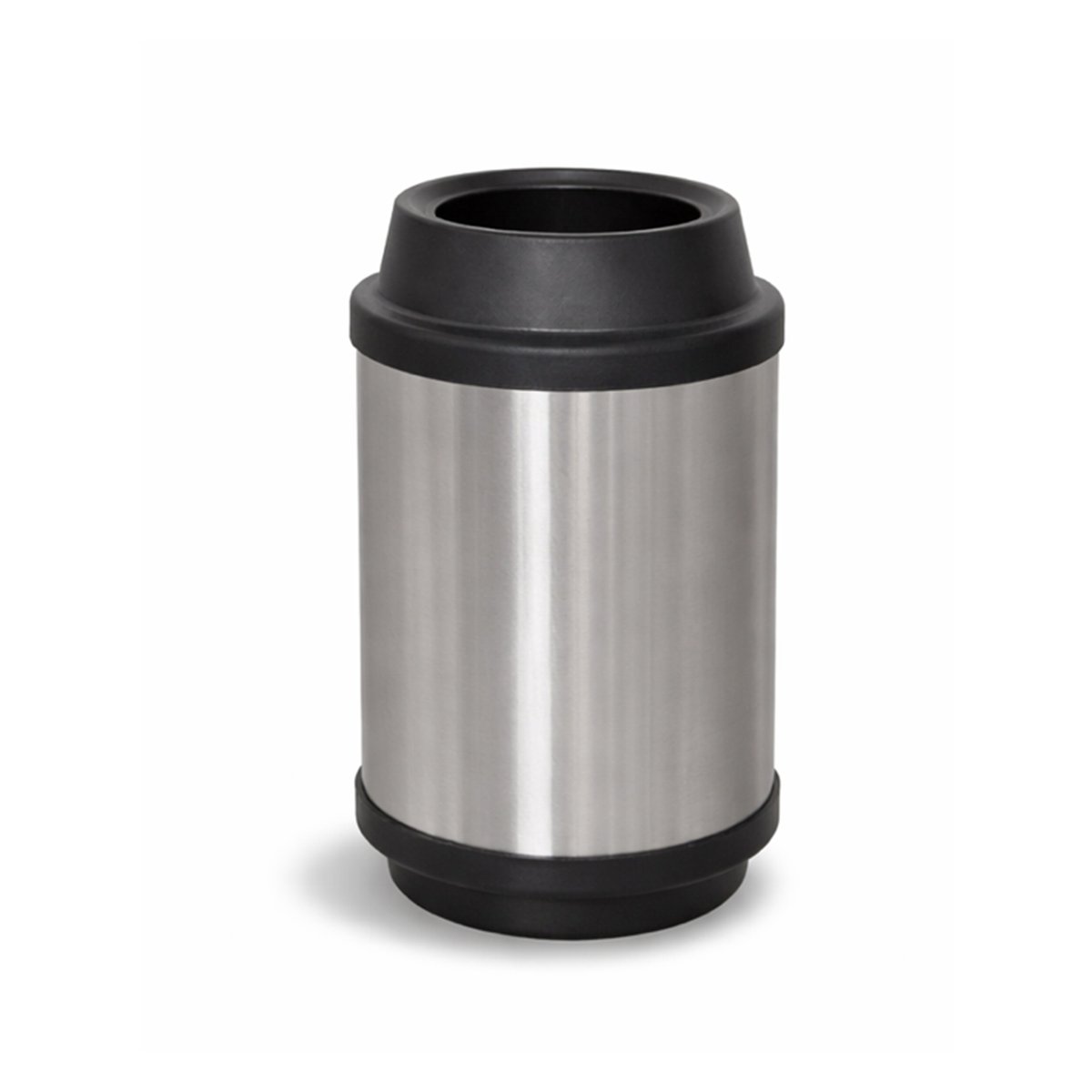 Papelera con Tapa Tipo Pila | Acero Negro 14 Litros